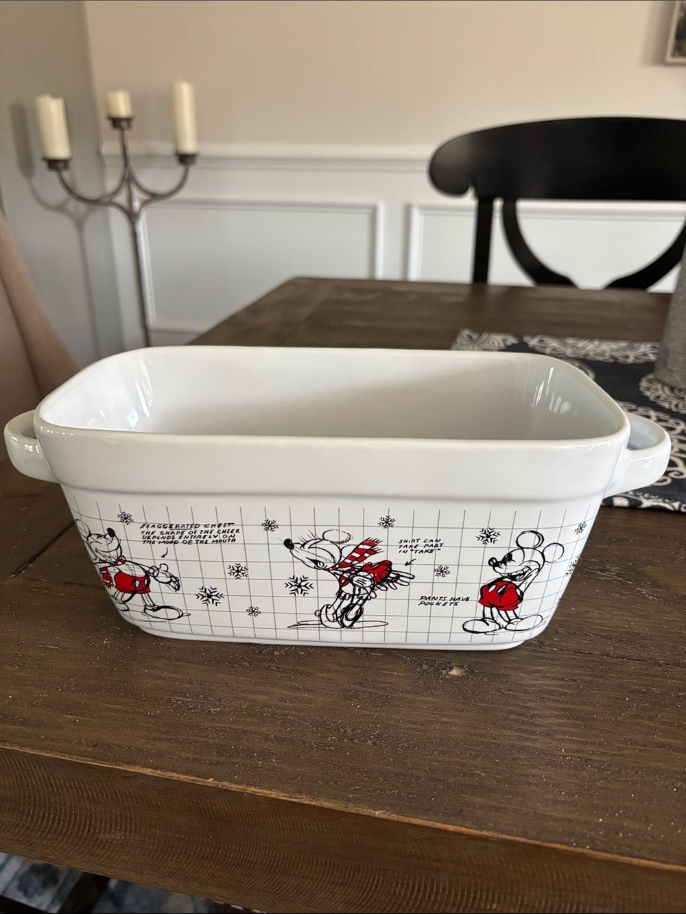 Mickey Mouse Minnie Mouse Sketchbook Christmas Bread or Loaf Pan 11.5 x 5 x 4
